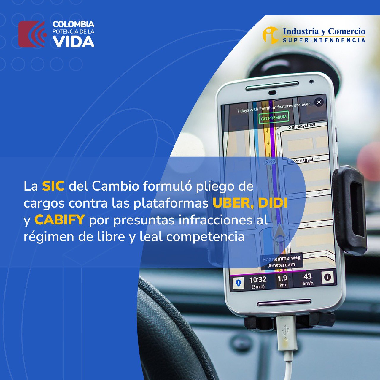 SIC formula cargos contra UBER, DIDI y CABIFY por infracciones a la libre competencia